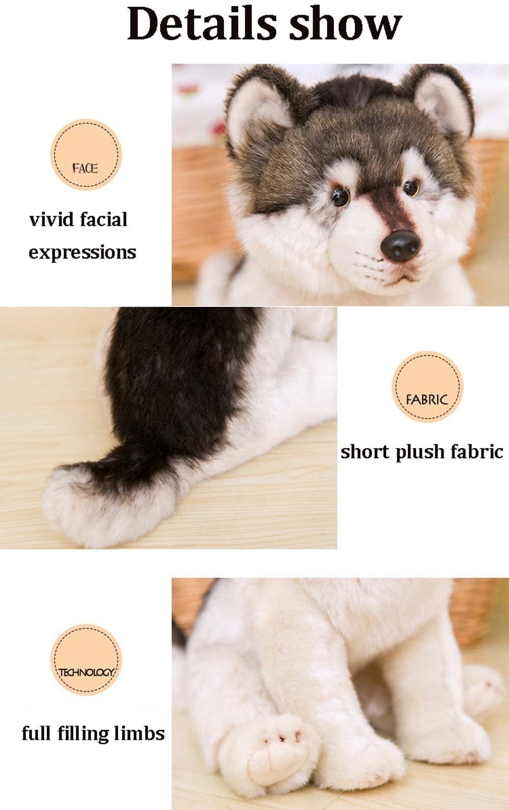 Amazon.co.jp: シミュレーションオオカミぬいぐるみ、ヘアリーグレイ