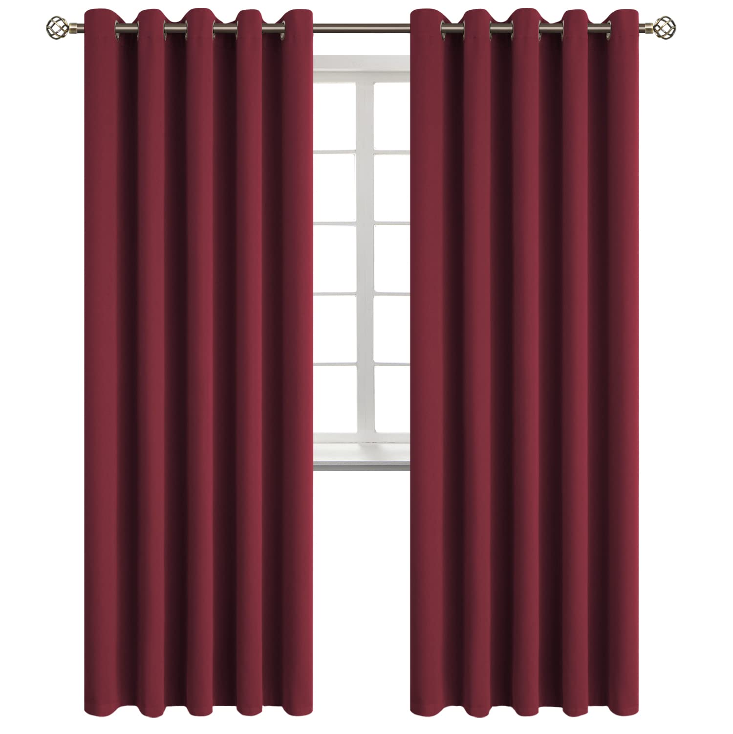 BGment Burgundy Blackout Curtains for Living Room 84 Inch Long - 2 Panels
