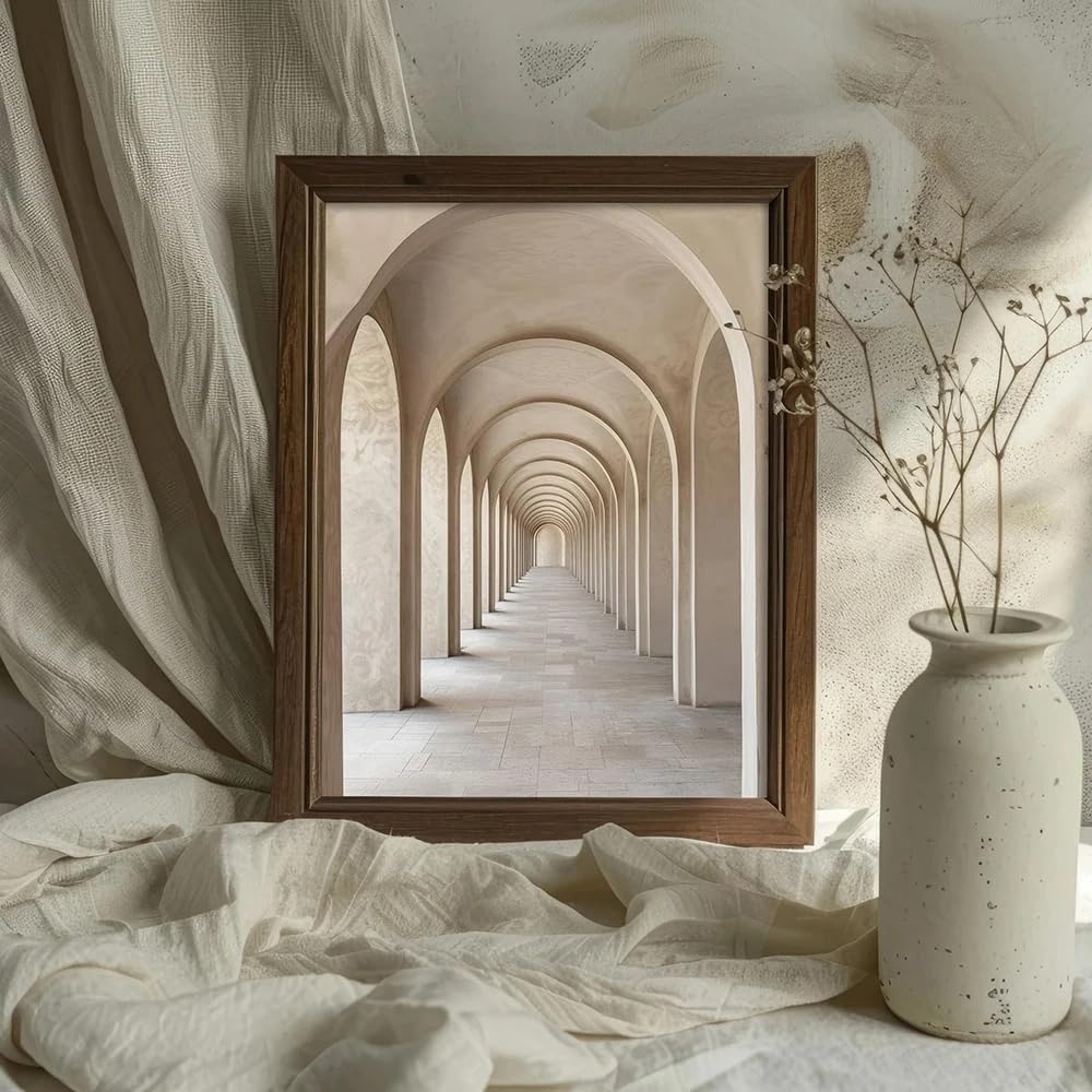 LTjiajuypd Beige Neutral Architecture Art Print, Home Decor Wall Minimalist Calming Zen Muted(30x50CM/Frameless)