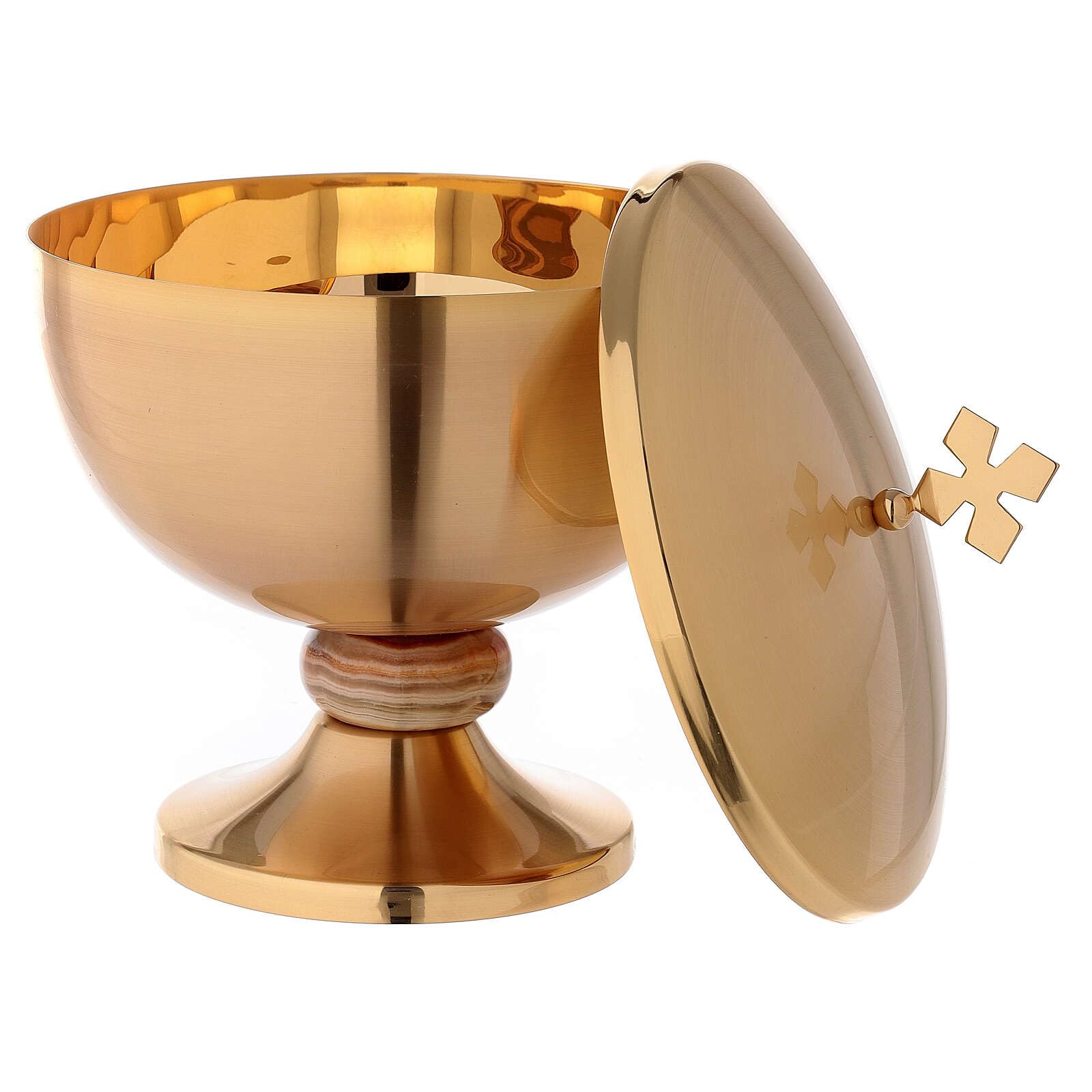 Holyart Kielichy Puszki Pateny metal: Puszka mosiądz pozłacany matowy krzyż