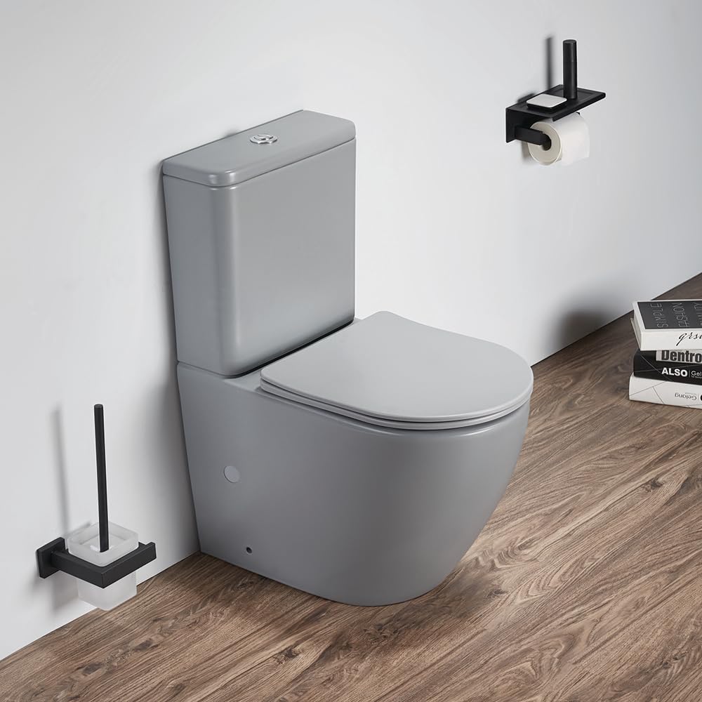 Milano Pebble Elements Curved Close Coupled Toilet Wc Soft Close Seat
