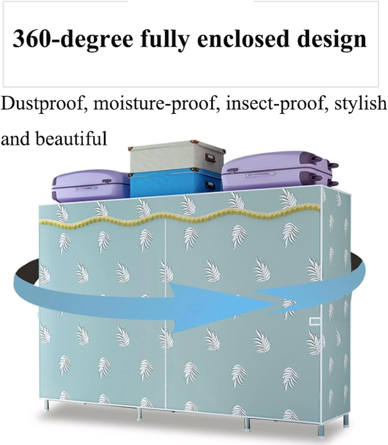 Portable Closet Detachable Clothes Closet Steel Wardrobe Closet for Hanging 143cm /163cm /200cm Easy to Assemble Wardrobe Closet Wardrobe(A,143cm)