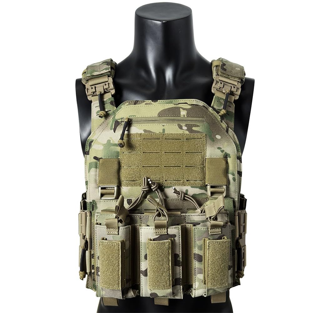 Chaleco MOLLE Ajustable,Chaleco Portaequipaje Ligero Nylon con Múltiples Bolsillos Chaleco Transpirable para Senderismo Camping Entrenamiento Y Actividades Al Aire Libre