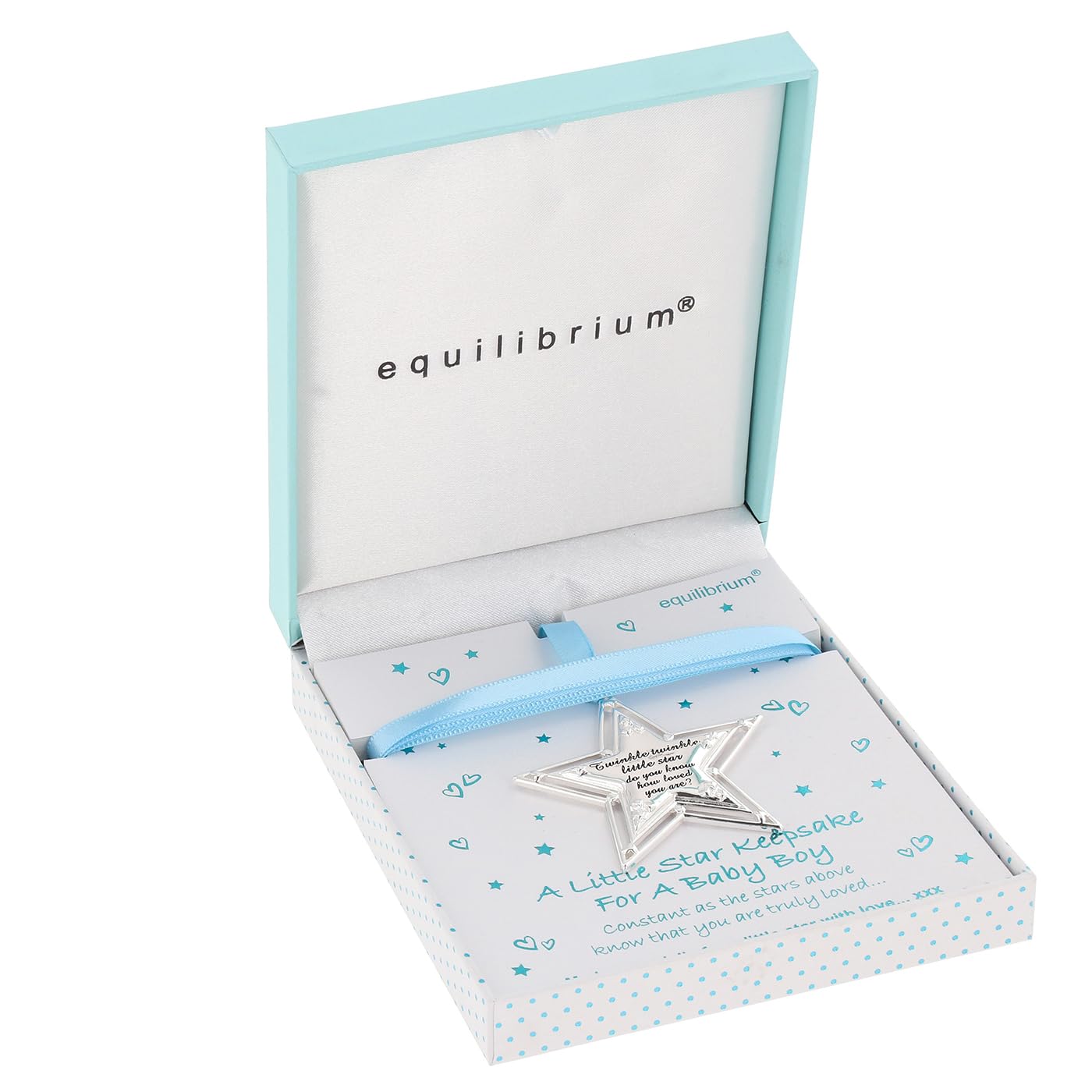 Equilibrium Men's Multicoloured Twinkle Star Silver Plated Baby Boy Keepsake, Decorative Star Ornat With Gift Box