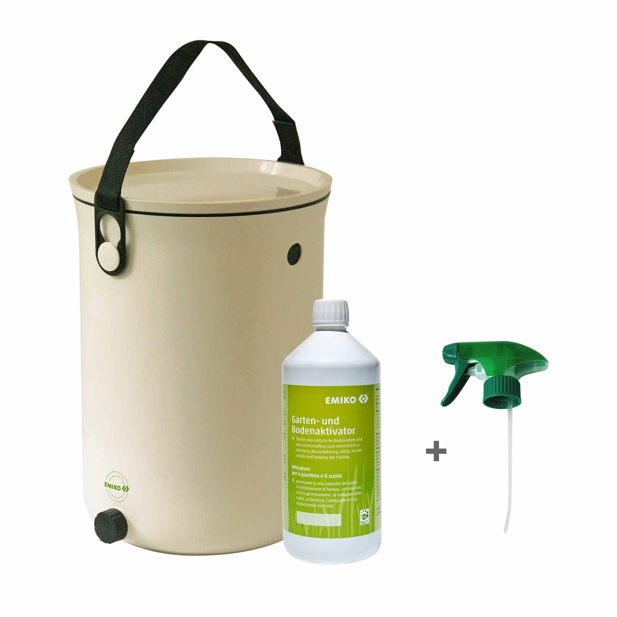EM Bokashi Eimer Organko 2 weiß, 9,6 Liter, Kleiner Design-Bokashi Eimer für die Küchen-Arbeitsfläche zum täglichen Befüllen mit organischen Abfällen