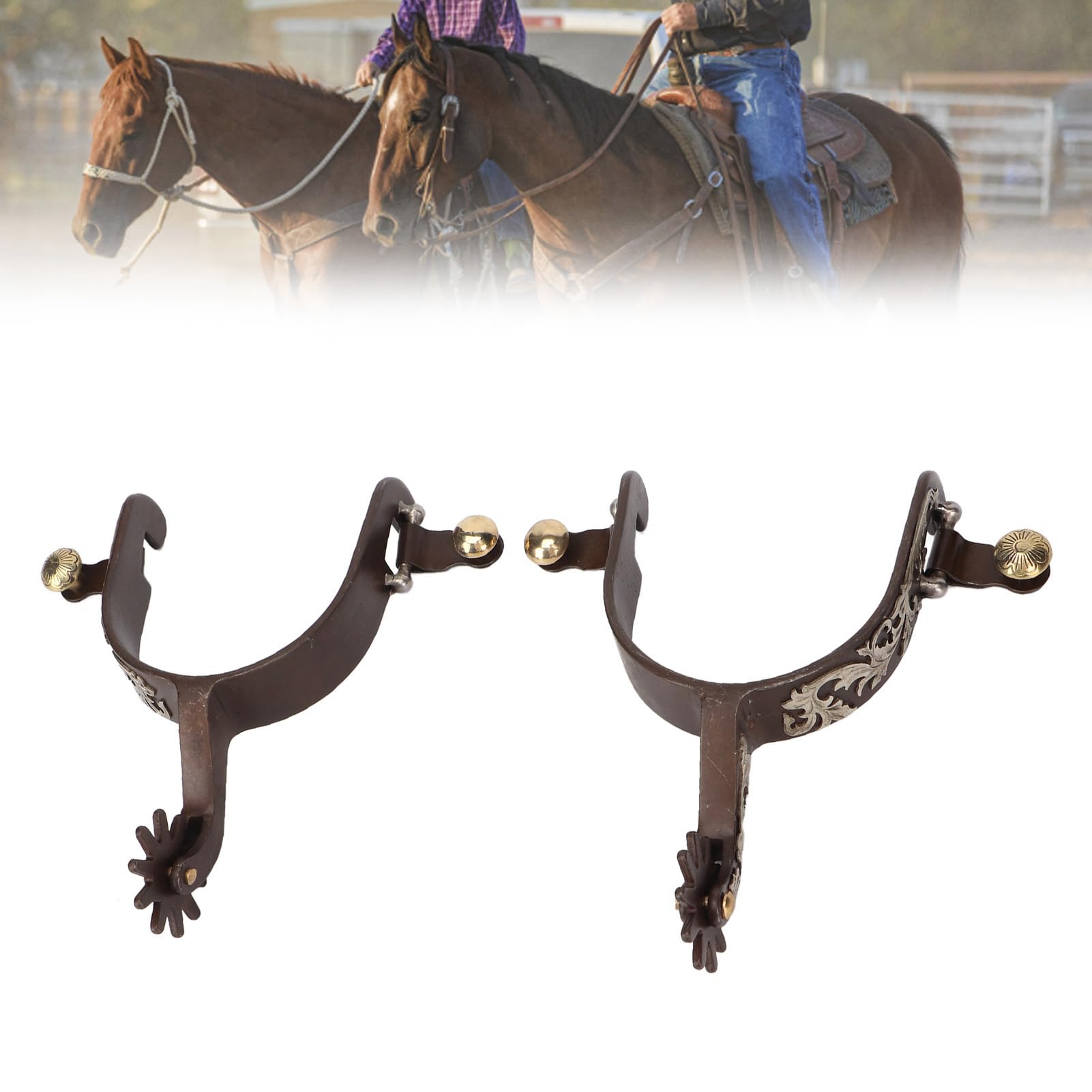Hapividda 2pcs Western Cowboy Spurs, Bronzo Vintage in Bronzo in Bronzo a Basso Contenuto di Carbonio a Cavallo con Attrezzatura a Turno per Cavallo per Appassionati di equestri