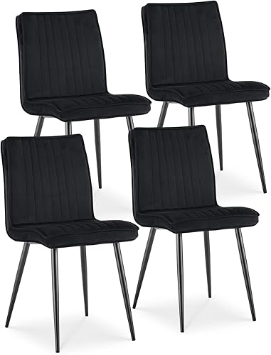 TUKAILAi Juego de 6 sillas de comedor de terciopelo, sillas de cocina tapizadas con respaldo y patas de metal fuertes, silla de ocio para sala de