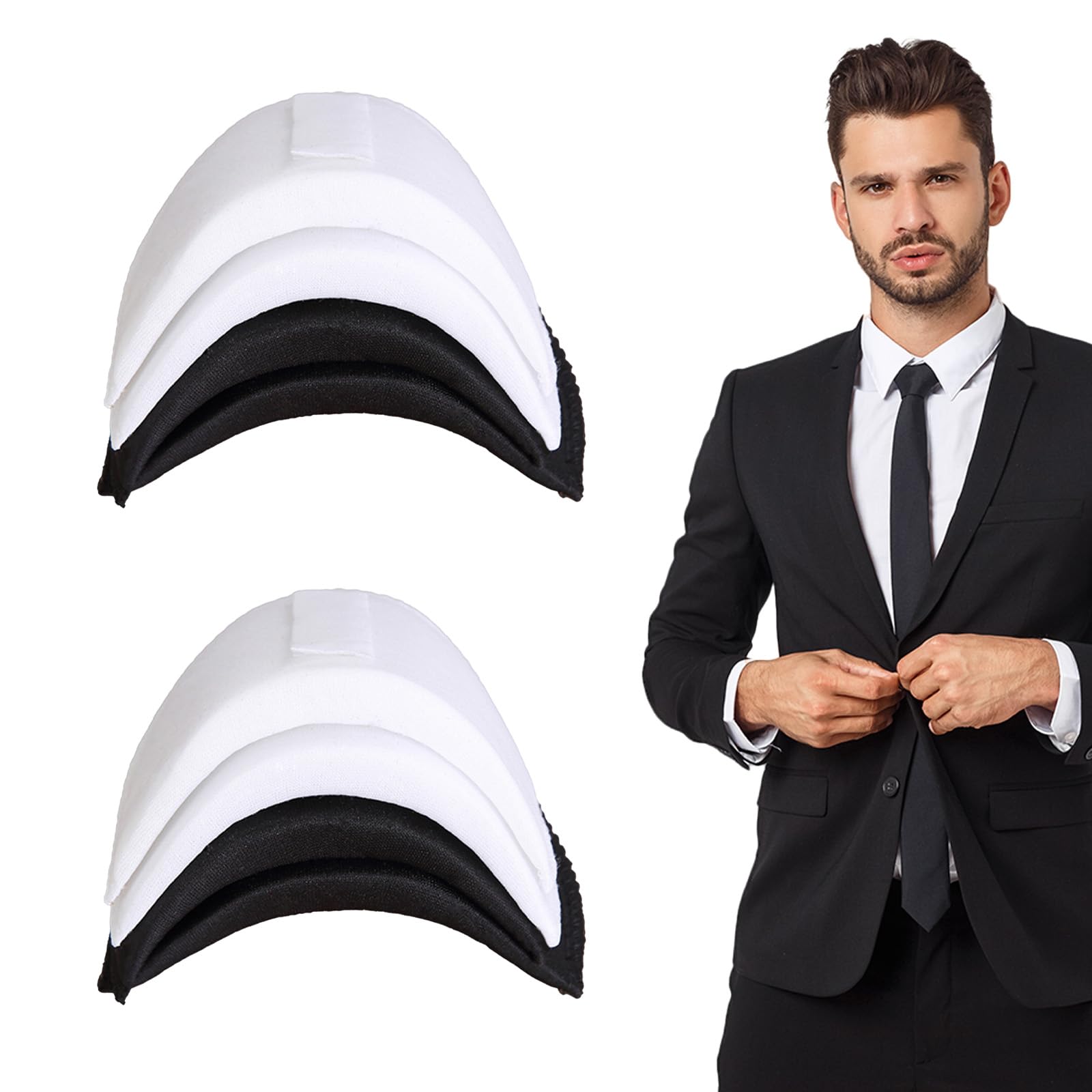 4 Paia Spalline Imbottite In Spugna - Rimovibili E Riutilizzabili - Per Migliorare La Forma Delle Spalle In Abiti E Vestiti - Foto 2