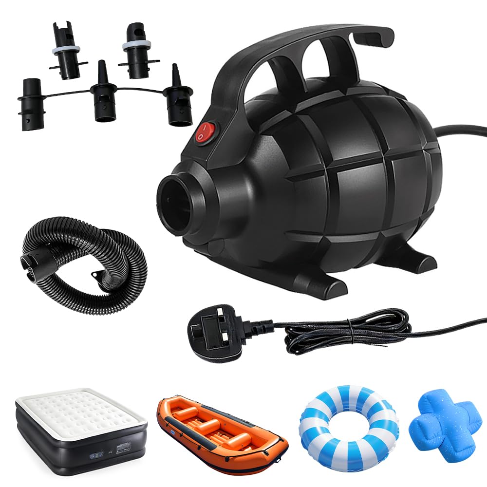 Electric Air Pump for Inflatables, 600W High Power Electric Air Pump, 2 in 1 Quick-Fill Inflator Deflator, Portable Air Pump with 4 Sizes Nozzle, Electric Pump for Air Bed Mattress Paddling Pool