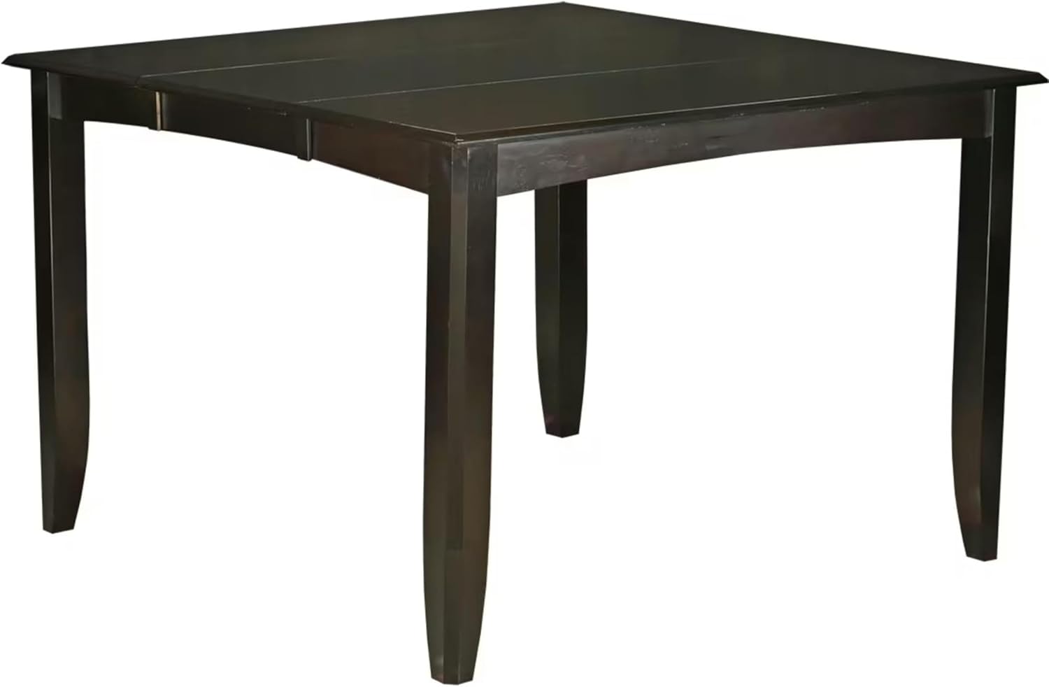 Pemberly Row Modern 54" Square Wood Dining Table, Cappuccino Finish, Built-in Butterfly Leaf, Beveled Edge, Counter Height, Solid Asian Wood, Durable Kitchen or Dining Room Table