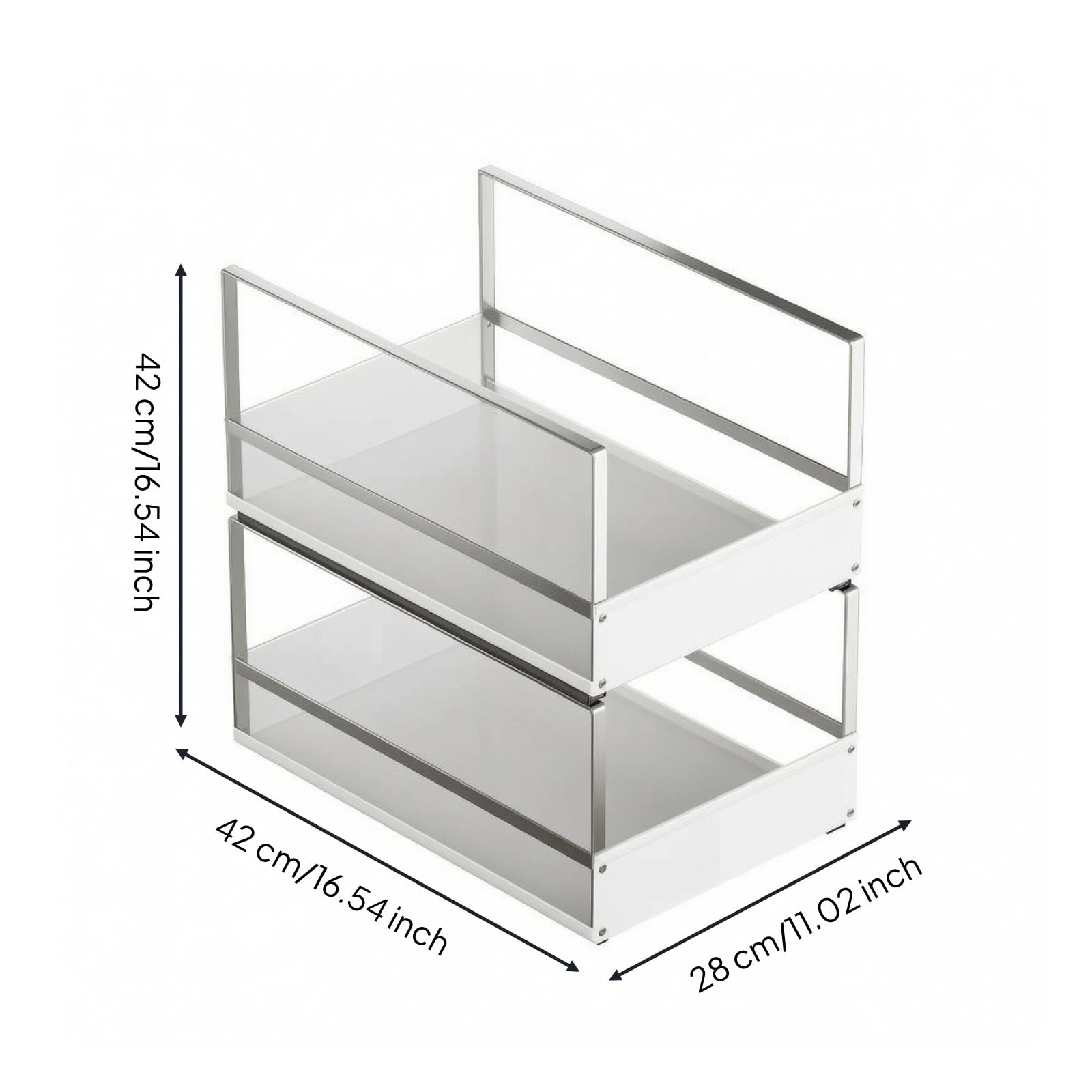 Gralara Cesta Deslizante Cocina Deslizamiento Suave Cajón Deslizante Gabinete Bandeja Abierta Cesta Armario, Cesta Extraíble De Tabla, Blanco, Tamaño Grande + Grande