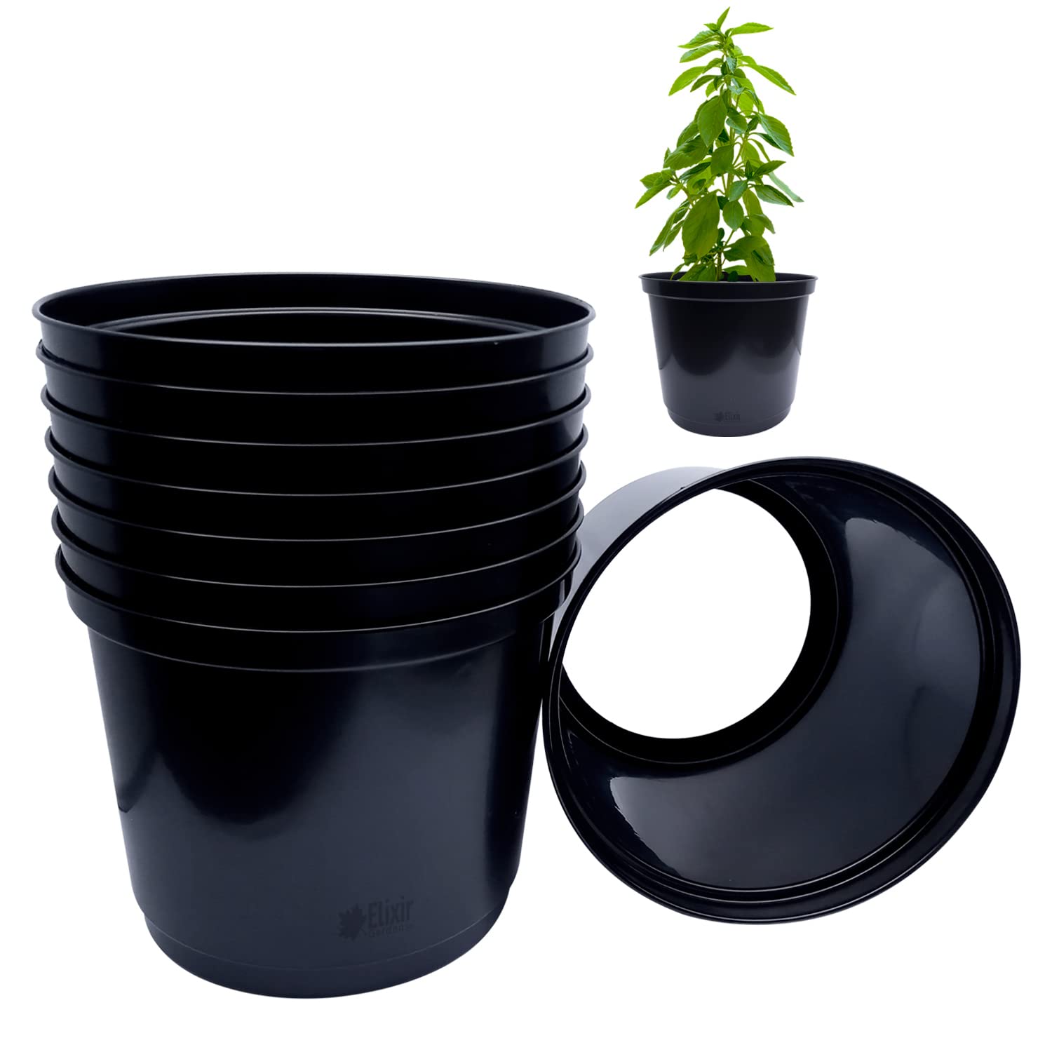 Elixir Gardens Bottomless Black Plastic Plant Pots | Deep Root Tomato Rings/Culture Planter | x 30