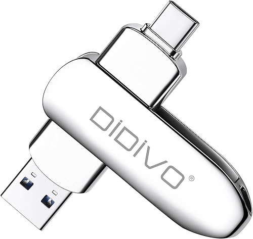 DIDIVO Unidad flash USB C de 128 GB 2 en 1 de doble tipo -C USB de alta velocidad USB 3.0 Memory Stick con llavero de metal Jump Drive Photo Stick