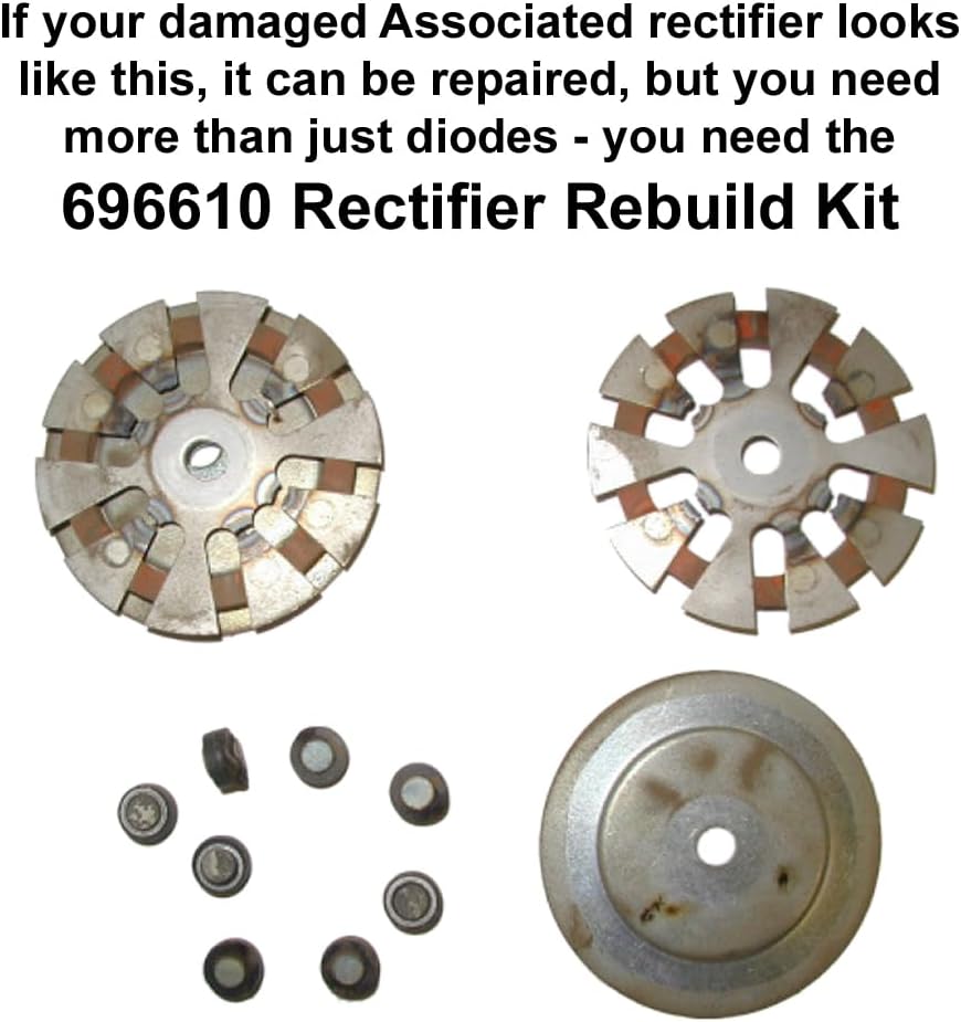 100 Amp Rectifier Rebuild Kit Contains All Components to Rebuild Burned-Out Associated Eqpt Rectifiers w/10-Spoke Fusible Plate 610100, 610122, 610364, PowerForged types 696600, 696601, 696604, 696605