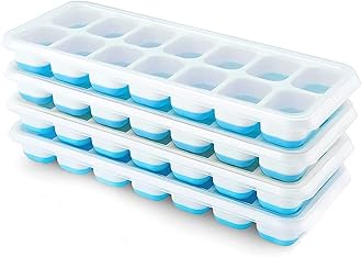 Ice Cube Trays 4 Pack, Airabc Silicone Ice Cube Trays with Removable Lid, Easy-Release Flexible 14-cube Ice Trays, LFGB Certified and BPA Free, Stackable Ice Trays with Covers for Cocktail, Freezer