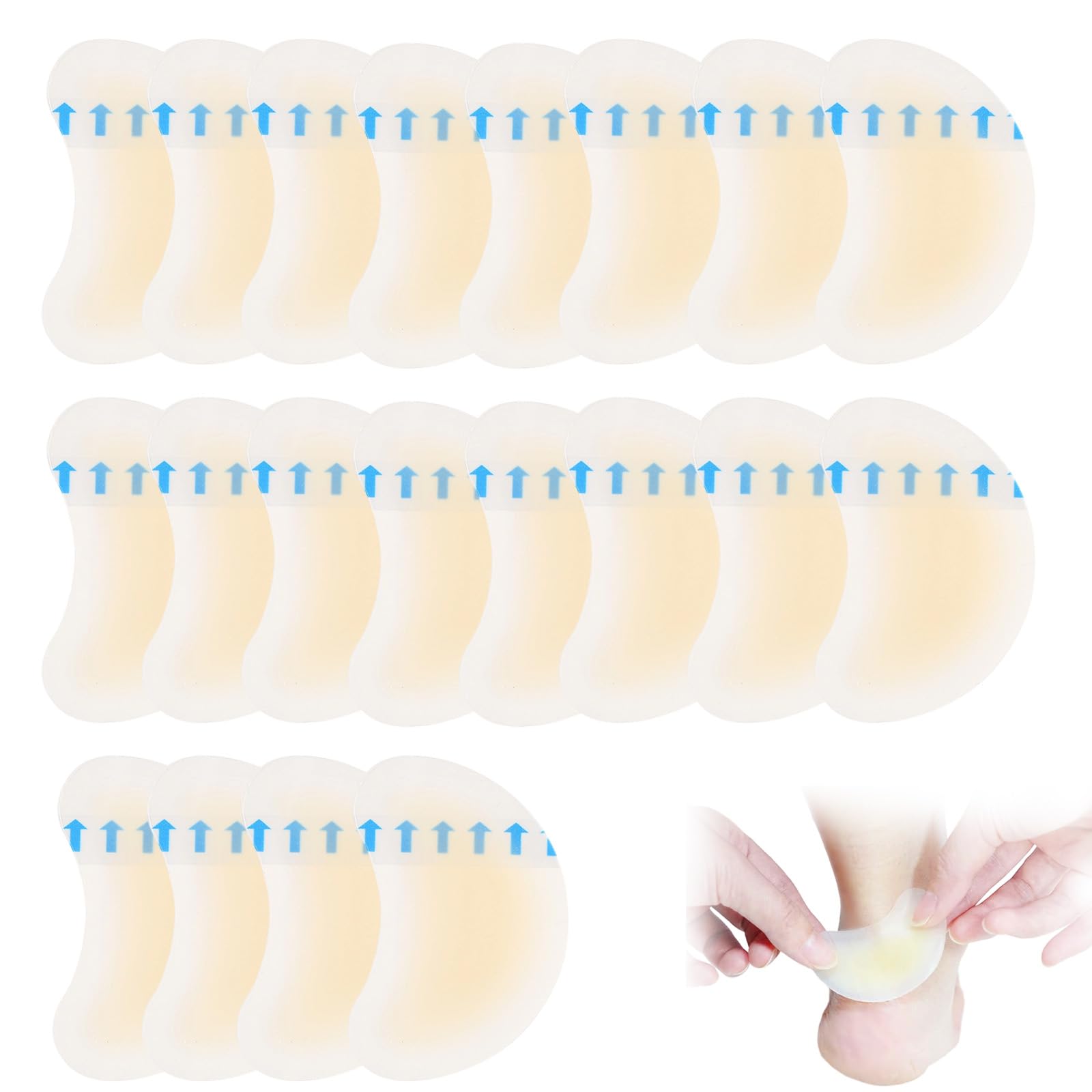 20 Pezzi Cerotti per Vesciche, Cerotti piedi per Tallone Piede, Blister Cushions for Heel, Toe & Foot, Water Resistant Bandages, Piede e Protezione della Pelle