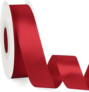 1 Inch Double Faced Red Satin Ribbon, 25 Yards Solid Silk Fabric Ribbons Perfect for Floral Bouquet Christmas Bows Gift Wrapping, Hair Accessories, Wedding Party Decoration, DIY Crafts