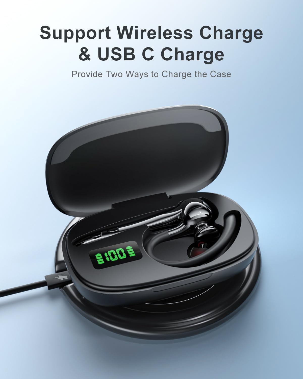 Earbuds Wireless Earpiece Bluetooth Headset with Noise Canceling Mic 160H Standby Time Hands Free Earphones Single Ear Headphone for iphone Android Samsung Cell Phones PC TV Computer Game Trucker Work - Image 2