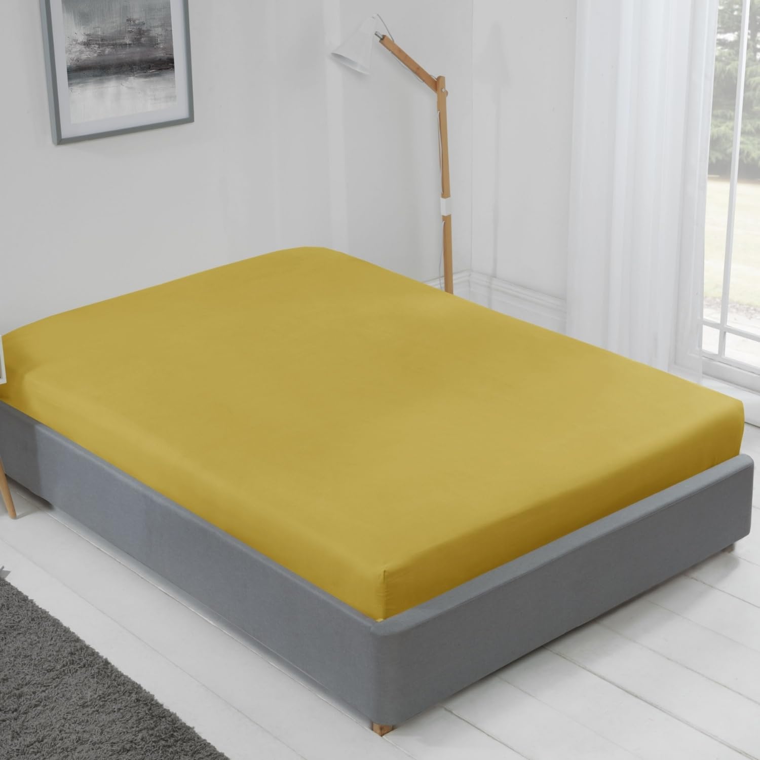 Emma Barclay  Yellow Fitted Sheet Non Iron Soft Touch Lyla in Size Double, Sports Direct