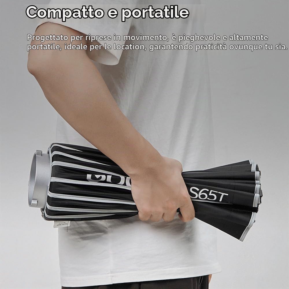 GODOX S65T 65cm Ombrello Softbox con Griglia a Nido d’Ape | Montaggio e Smontaggio Rapido, Bowens Mount, Soft Box per Studio Light SL60W SL60IID SL100D SK400IIIV MS300-V SL200RF LE200D