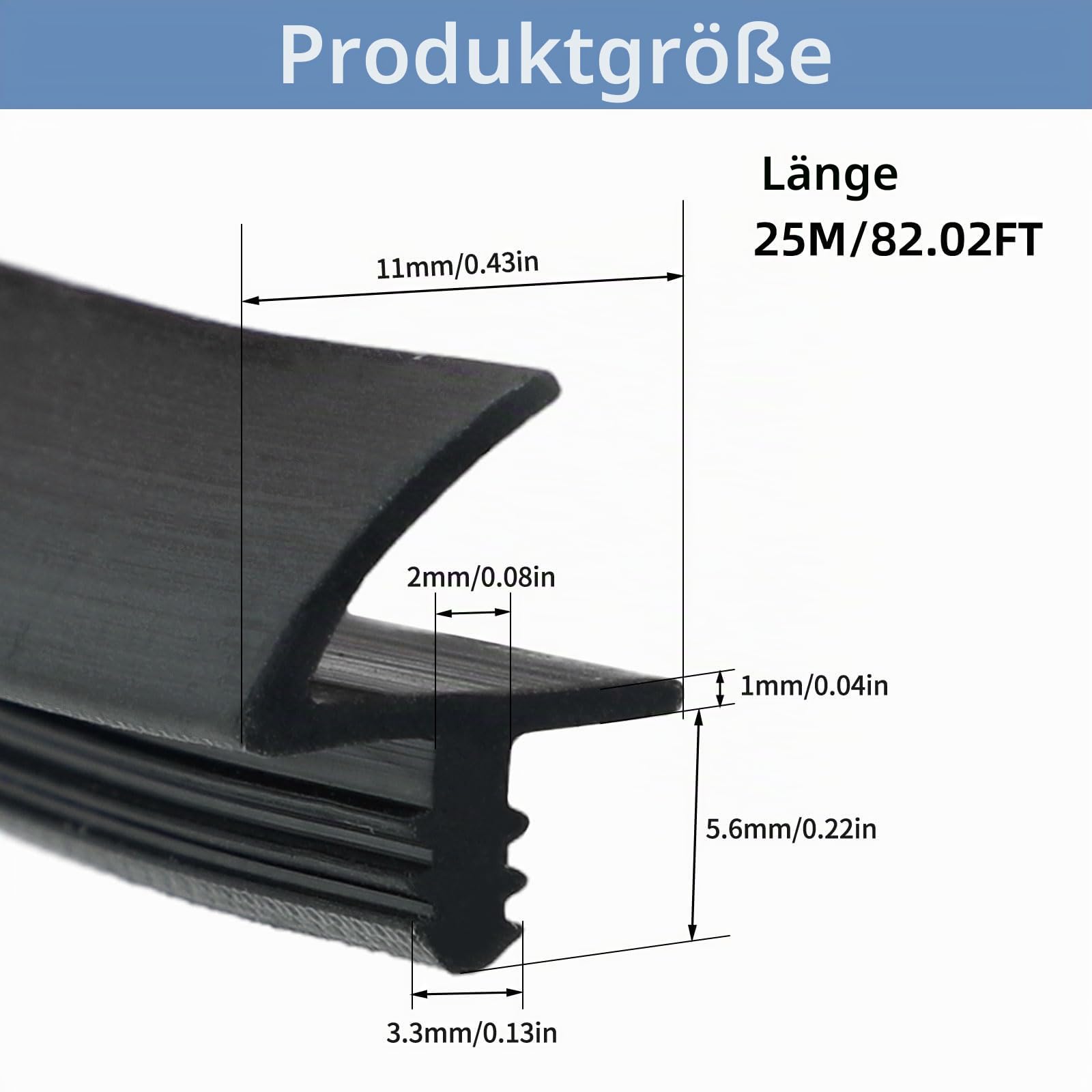 Zimmertürdichtung,CEIEVER Dichtungsband für Türen Fenster 10M/25M Türdichtung für 3mm Nut und 11mm Falz Türwetter-Stripping Türdichtungen für Türrahmenfenster Schalldämmung (Schwarz, 25M)