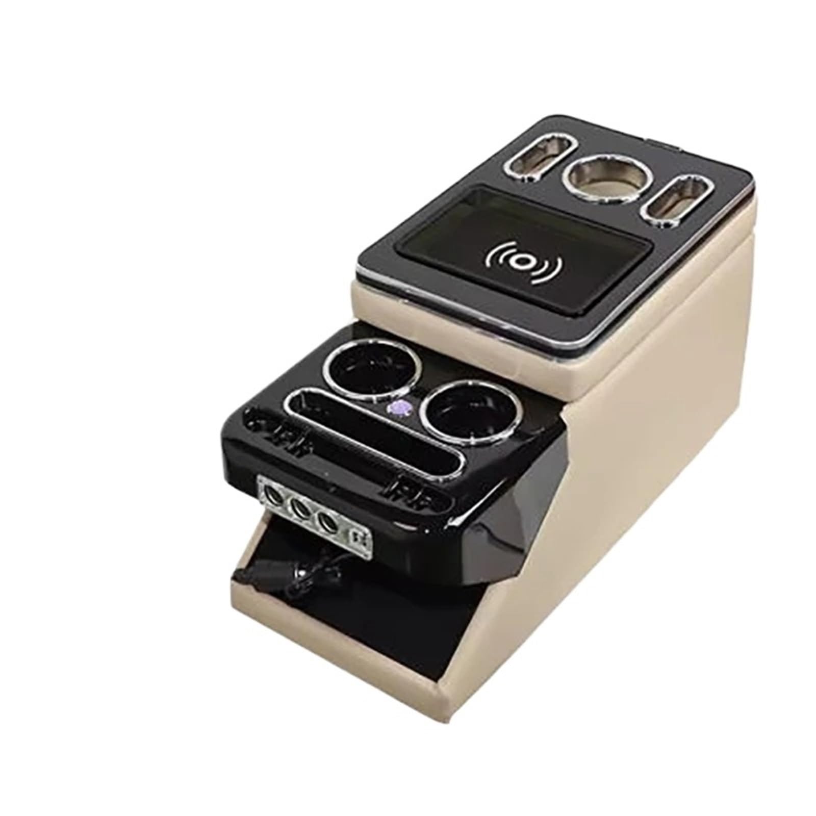 AWGNTQQ Car Armrests For Toyota For Proace Verso Front Handrail General Business Armrest Center Box Storage Apartment USB Charger MPV Storage(Style D-beige)