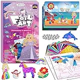 Baobrava Foil Art Fun Kit for Kids, Craft Kits Supplies, No Mess Princess DIY Creative Activity, Travel Toys...