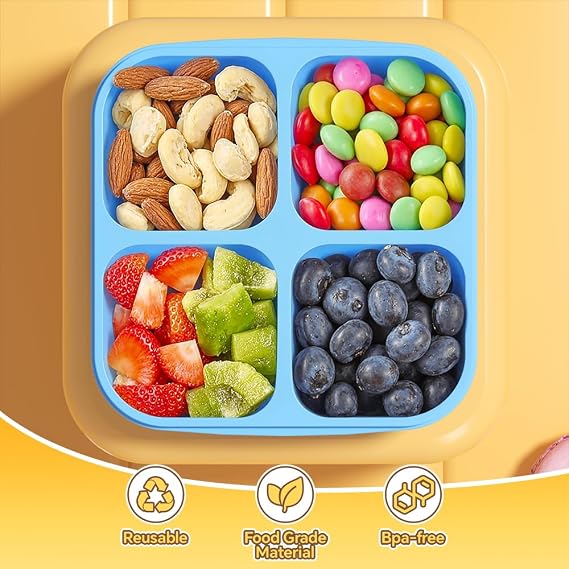 Canfanni 6 Pcs Snack Box Container Set, Reusable 3&4 Compartment Meal Prep Snack Containers for Adults Kids Toddler, BPA-Free Divided Lunchable Container for School, Work and Travel (5 Color)