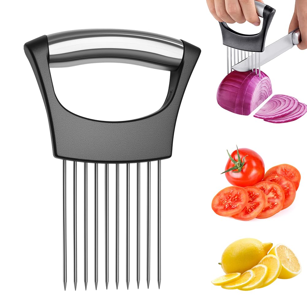 Onion Holder for Slicing Stainless Steel Onion Slicer and Chopper Lemon Slicer Vegetable Cutter Kitchen Tool Food Slicing