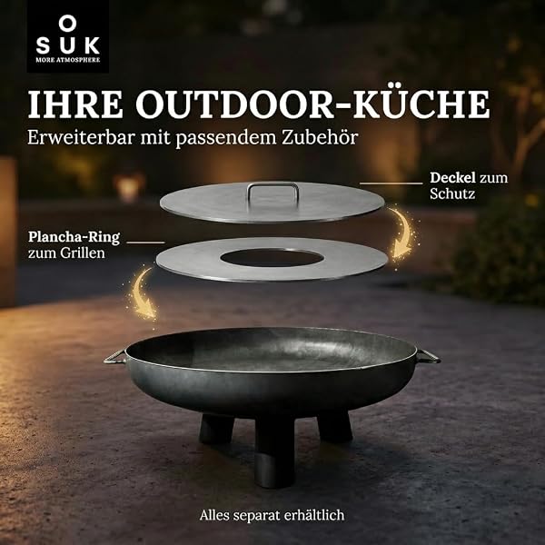 SOUK ONE Feuerschale Kreta 60 cm, Feuerschale - Feuerstelle für den Garten, Terrasse und Balkon, Feuertonne und Feuerkorb (Ø 60cm Kreta) - 5