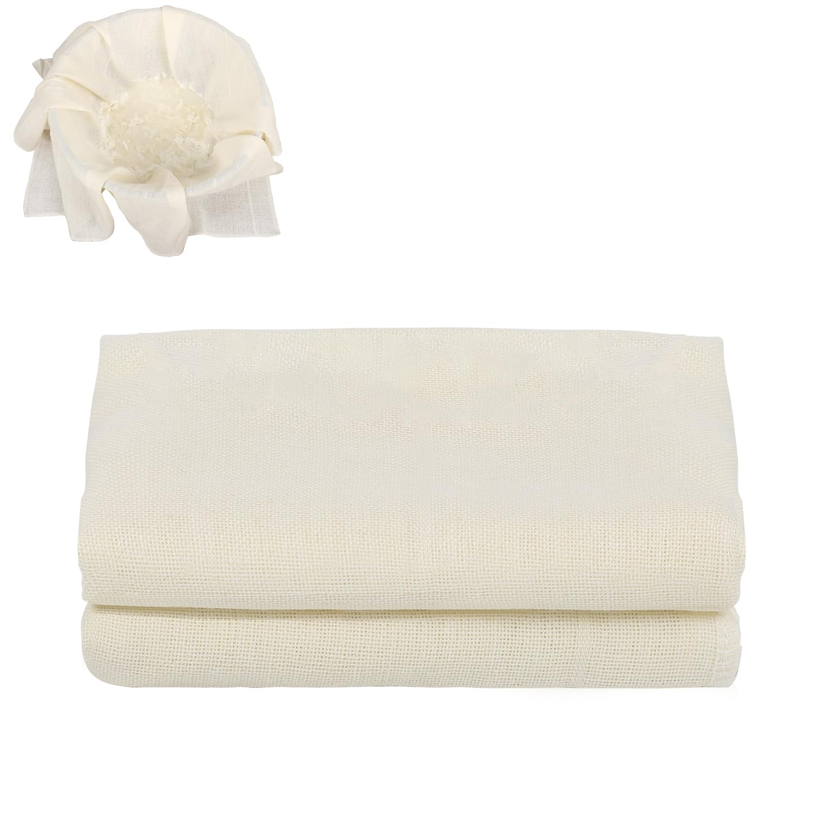 2 Pcs Cheesecloth, 50 x 50 cm Unbleached Grade 100 Reusable Muslin Cloths for Cooking Washable Cheese Cloths for Straining for Filtering Juice Cheese Tea Coffee