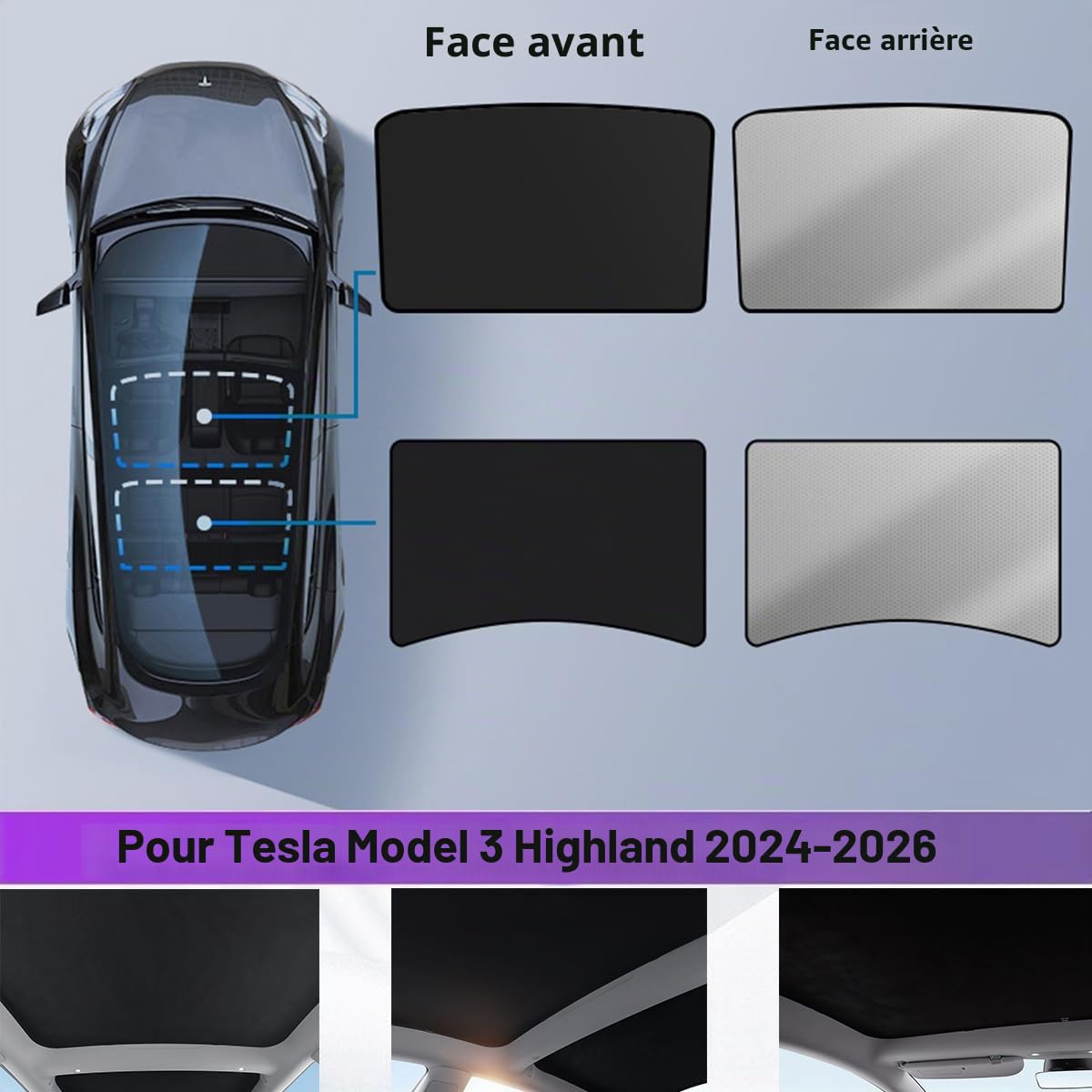 topfit Pare Soleil pour Tesla Model 3 Highland Protection Solaire Contre Les Rayons UV pour Tesla Model 3 Highland