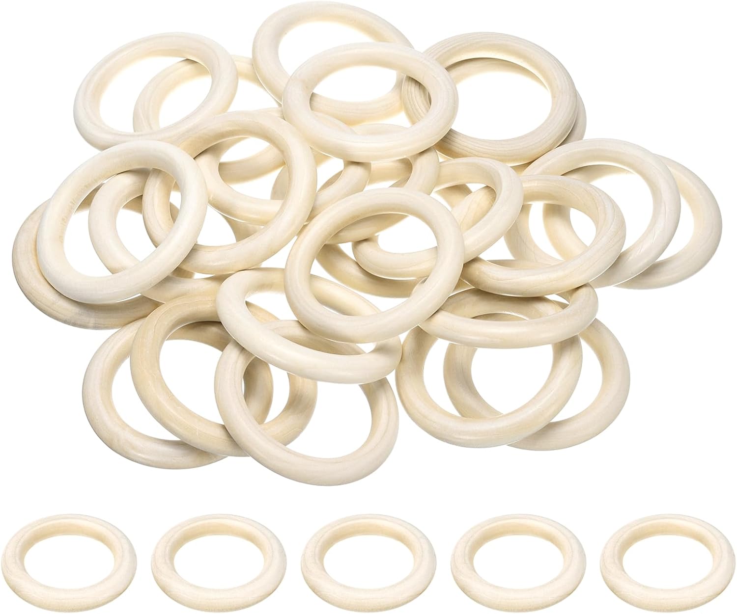 uxcell 25 PCS 90mm /3.5in inch Natural Wood Craft Ring, Small Wooden Rings Circle, Unfinished Solid Wood Pendant Connectors for DIY Craft, Macrame, Ring Pendant and Jewelry Making
