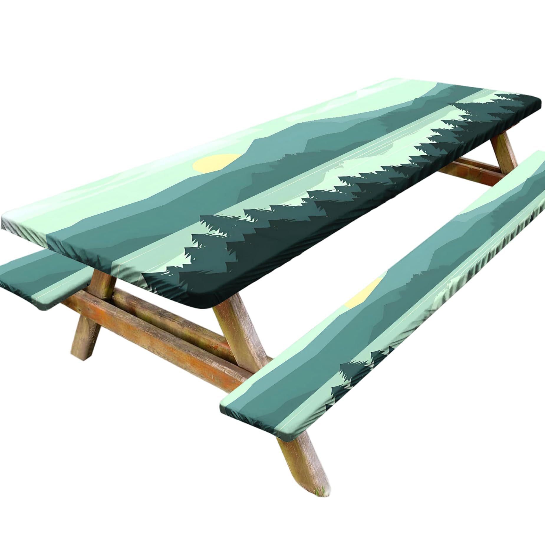 Nappe de camping élastique 8 pieds et couvre-bancs pour table rectangle de pique-nique