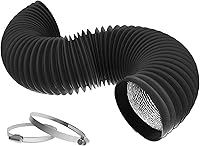 HYDROWE Flexible Dryer Vent Hose 4 Inch 8ft Insulated Aluminum Foil Duct with 2 Clamps - HVAC Ventilation Ducting