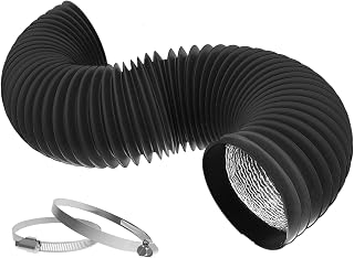 HYDROWE Flexible Dryer Vent Hose 4 Inch 8ft Insulated Aluminum Foil Duct with 2 Clamps - HVAC Ventilation Ducting
