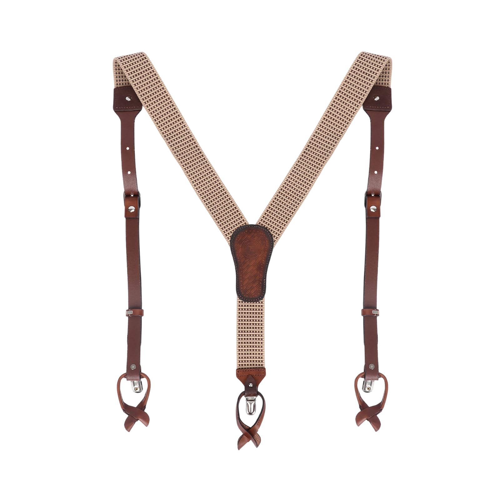 TOURBON - Elegante soporte de cuero para hombre con clips fuertes, tirantes elásticos ajustables en forma de Y, tirantes de trabajo de 4 cm de ancho