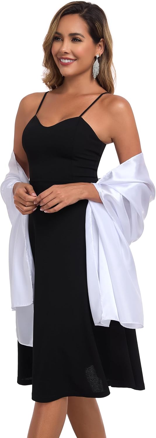 Shawls and Wraps for Evening Dresses Satin Women Long Scarf Wedding Guest Shawl - Image 3