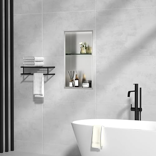 Miniatura 2 de CKB Nicho de ducha de acero inoxidable, 24 pulgadas x 14 pulgadas x 4 pulgadas de profundidad, estantes de almacenamiento de doble capa, estante de