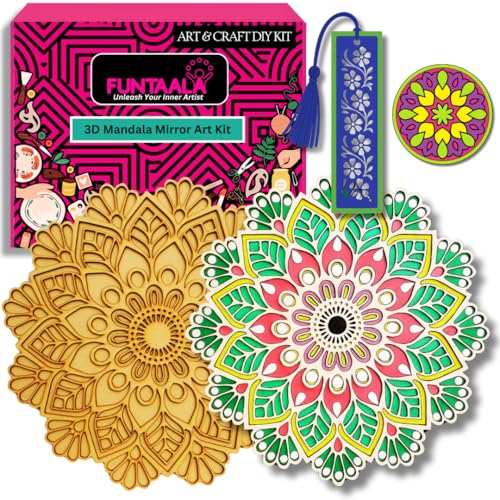 Image of Mandala Art Kit for Adults and Kids | DIY 3D Mirror Wall Decor Kit Inspired by Lippan Art | Complete Craft Kit with Materials | Handmade Art and Craft Gift for Girls Boys | Home Decoration