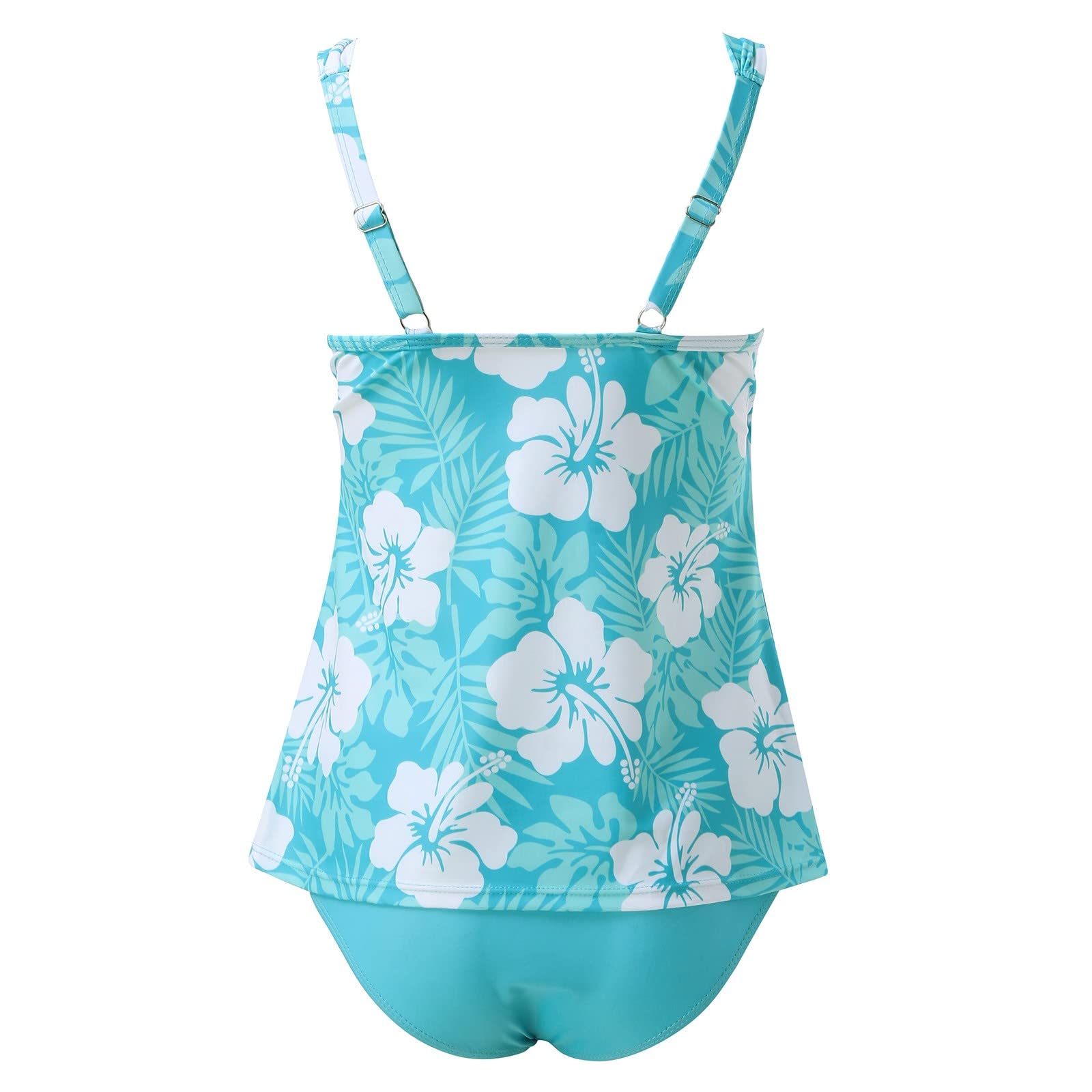Damski Zestaw Bikini Dwuczęściowy Siateczkowy Strój Kąpielowy Tankini Beach Duży Koronkowy Dla Kobiet, Jasnoniebieski, L