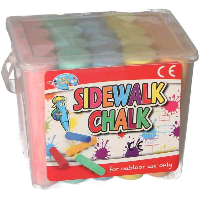 A2Z Sidewalk Chalk Set in Carry Tub 20 Pieces Multicolour Outdoor Drawing Chalks for Children Washable Pavement Chalk for Garden Playground Party Art Activity