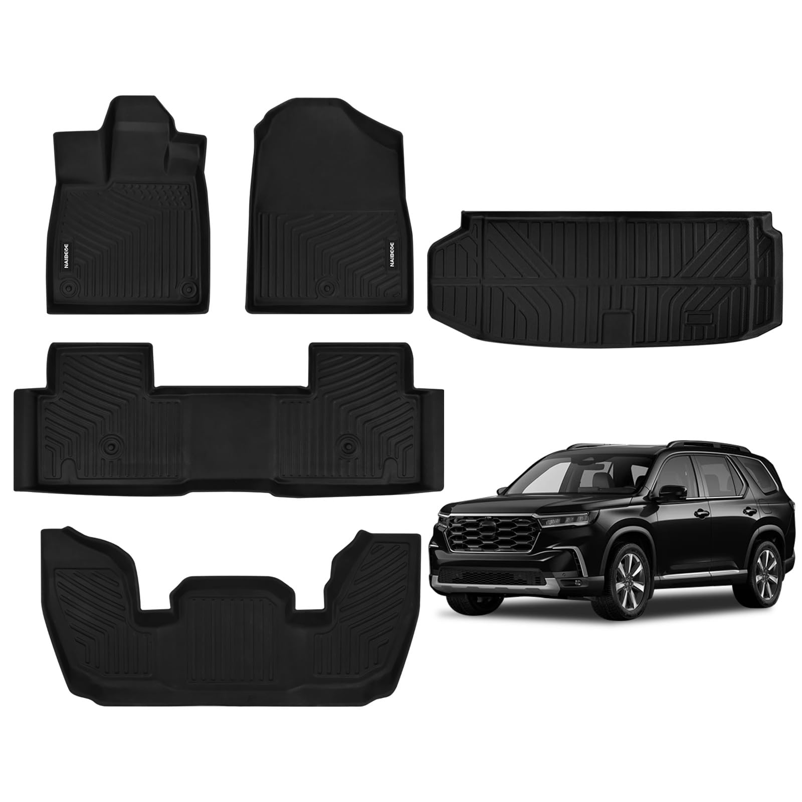 Naibeve Floor Mats for 2023 2024 Honda Pilot All Weather