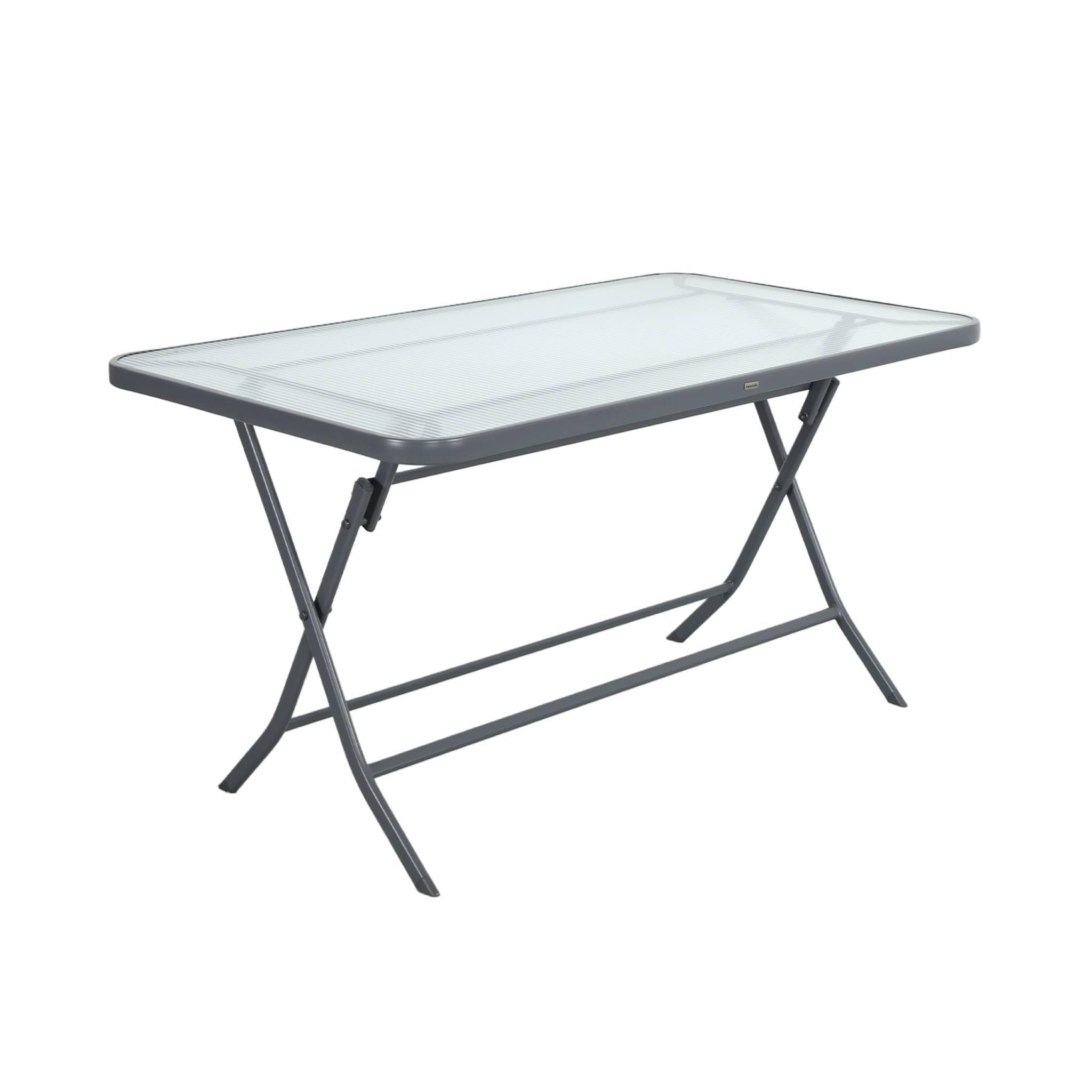sweeek - Table de Jardin Pliante Acier + 4 assises textilène Anthracite - Ancona