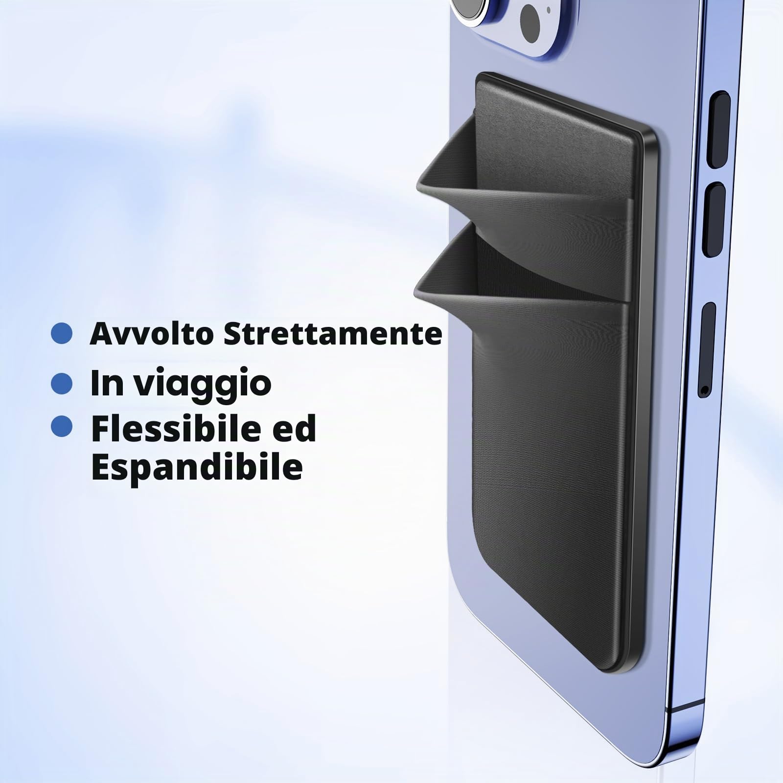 CloudValley Portafoglio per MagSafe, 5 Carte Magnetico Wallet, Pelle Vegana Porta per iPhone 16/15 /14/13 /12 Serie Accessori, Nero