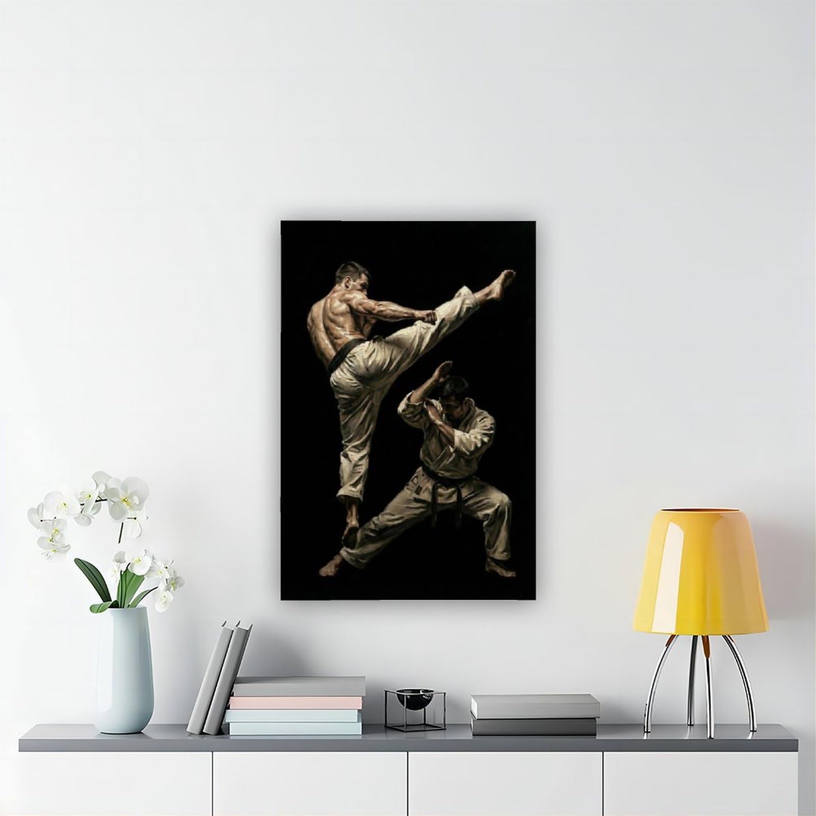 ASGRCN Poster su tela con azione dinamica dei combattenti di karate, per | , diverse dimensioni, stili multipli di cornice, arte della parete, dipinti decorativi, decorazione della stanza del