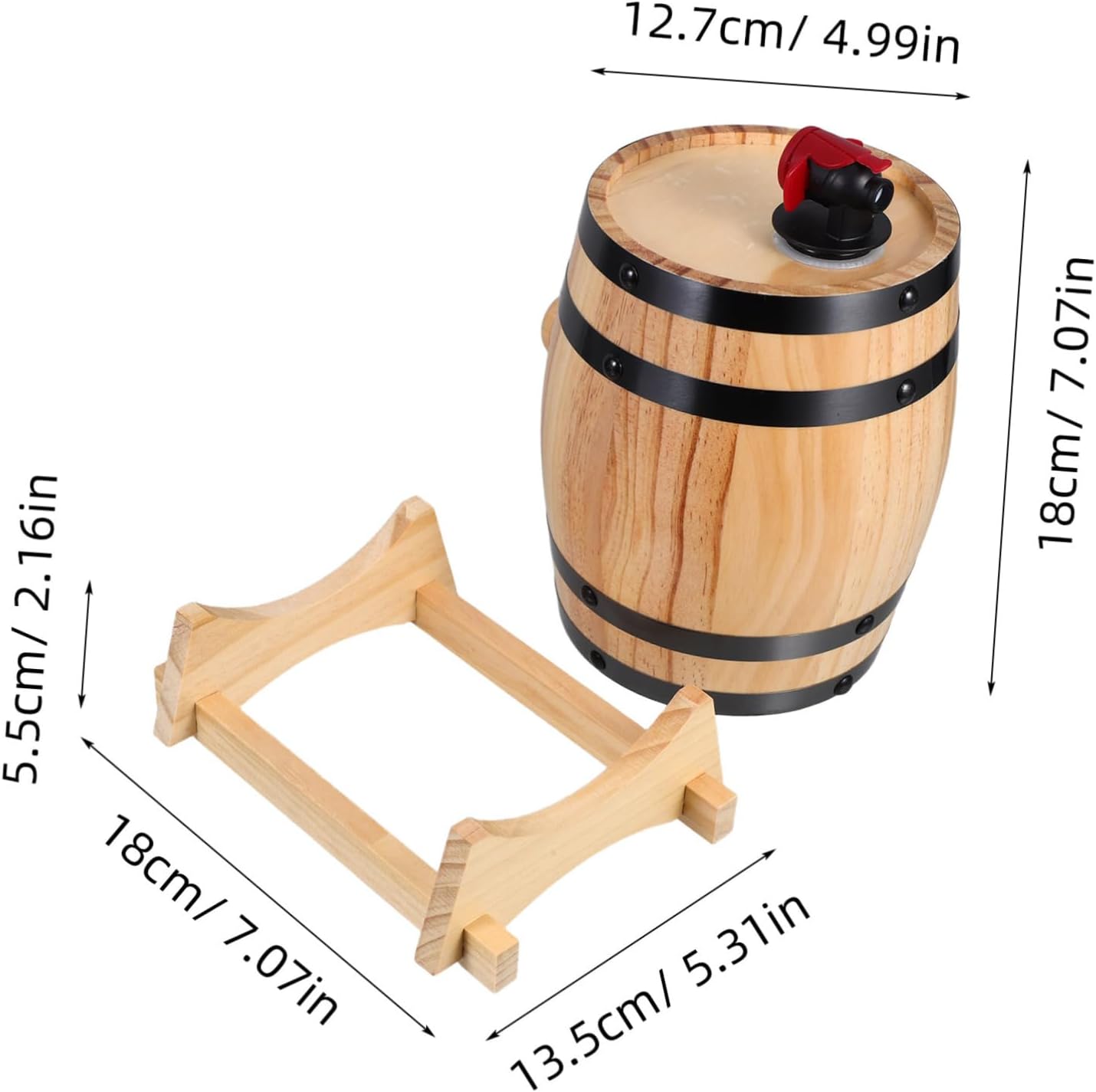 VALICLUD Wooden Decor Oak Aging for Whiskey Beer and Wine Dispensing with Stand for Kitchen Pub and Cellar Use