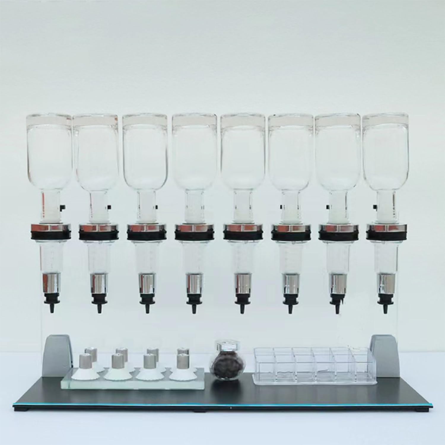 XueFulxion Rust-proof commercial dispenser rack made of high-grade metal and glass.Manual liquid control is intuitive, and detachable layout enables regular deep cleaning to maintain hygiene. 8heads