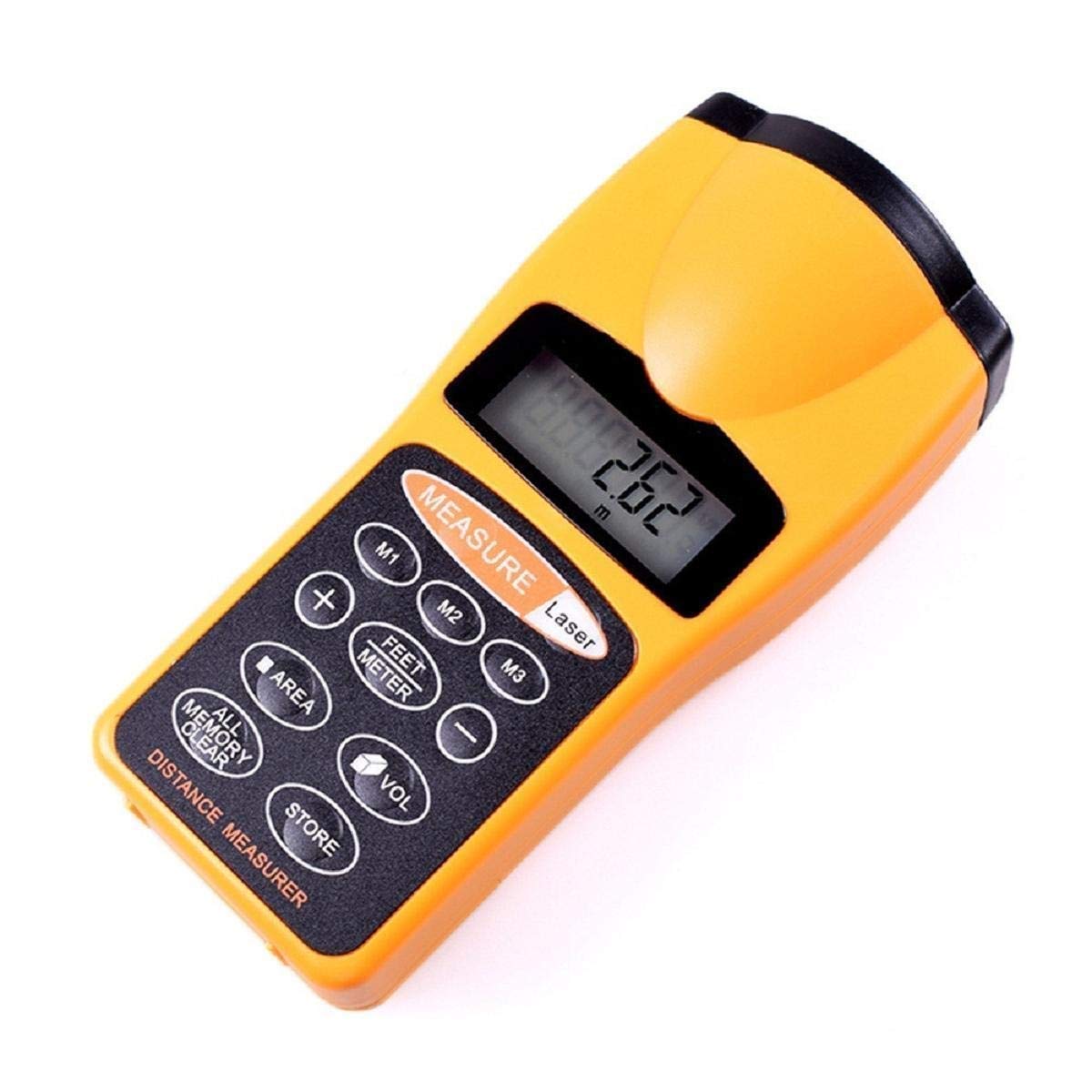 Ultrasonic Distance Meter LED Backlight 60 ft Laser Distance Meter Mute Function with Backlit LCD Screen, Single-Distance Measurement, Continuous Measurement (Multicolor)