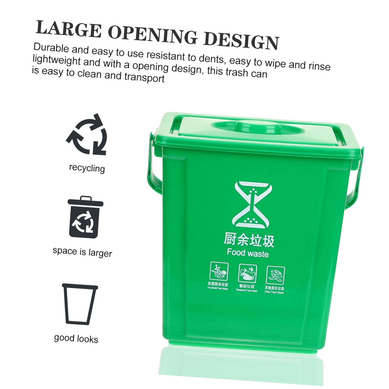 Portable Kitchen Compost Bin with Lid Indoor Food Waste Container for Home Office Restaurant Sturdy Handle for Easy Carrying and Waste Sorting Compact Design for Organized Cooking